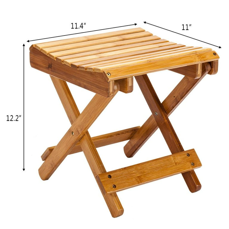 SalonMore Bamboo Folding Stool for Shaving Shower Foot Rest