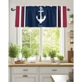 thumbnail image 4 of Coastal Nautical Anchor Kitchen Valances for Windows Vintage Red Blue Striped Valance Curtains&nbsp; for Kitchen /Living Room/Bedroom/ Bathroom Decor, 42"x12 " ,Rod Pocket 1 Panel,, 4 of 7