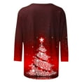 thumbnail image 4 of DDAPJ pyju Plus Size T-shirts for Women Christmas Tree Print 3/4 Sleeve Tops Loose Fit Mid-length Crewneck Pullover Holiday Blouses Red M, 4 of 6