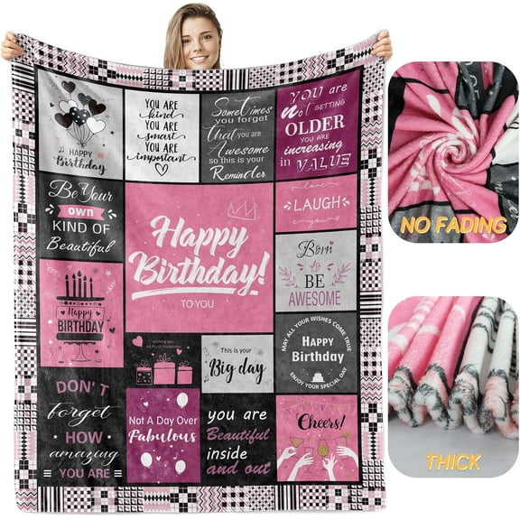 Happy Birthday Gifts for Women Unique Birthday Gift Ideas for Her Friends Female Mom Sister Wife Grandma Birthday Blanket 50"×60"
