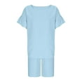 thumbnail image 6 of Mgmyaa Girls Summer 2-Piece Outfit Sets Comfortable Short Sleeve Round Neck T-Shirt and Elastic Waist Shorts Set for Kid, 6 of 8