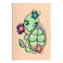 Stupell Industries Floral Blossom Turtle Animals & Insects Painting Unframed Art Print Wall Art, 13 x 19