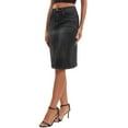 thumbnail image 4 of INSPIRE CHIC Women's Jean Skirt High Waist Back Slit Stretch Below Knee Length Denim Skirts M Black, 4 of 6