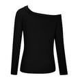 thumbnail image 5 of Womens Off Shoulder Sweater Sexy Long Sleeve Knit Pullover Tops Button Slim Fit Knitting Blouse T Shirts, 5 of 5