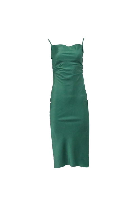 Pre-Owned Nanushka Square-Neck Backless Midi Dress in Green Triacetate