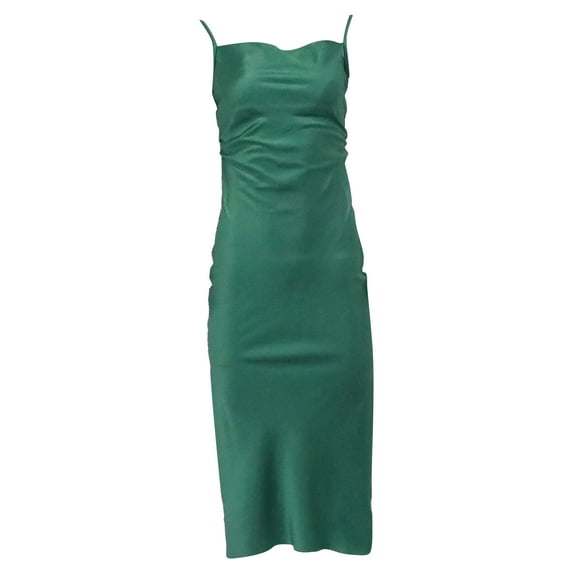 Pre-Owned Nanushka Square-Neck Backless Midi Dress in Green Triacetate