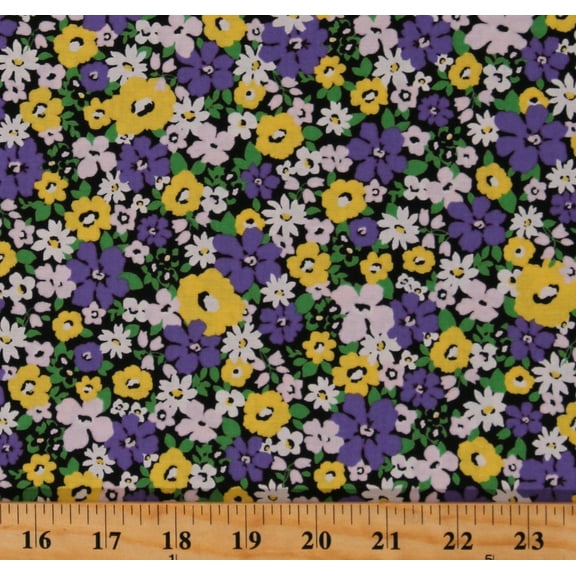 Cotton Flowers Spring Bloom Garden Purple Sevenberry Cotton Fabric Print by the Yard (SB-6173D1-5PURPLE)