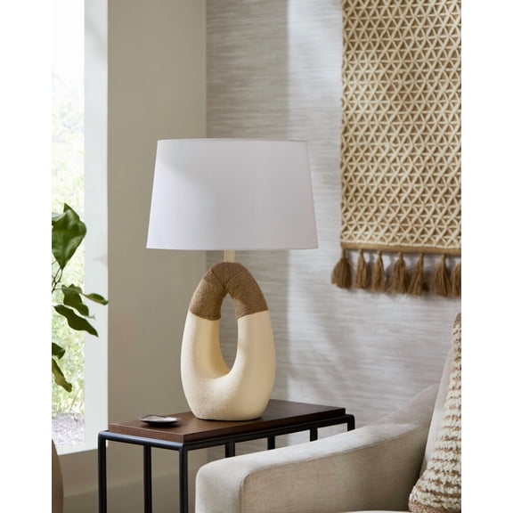 Livabliss Table Lamps, 27" Sokade Traditional Bedside Nightstand Table Lamp for Bedroom Living Room Office, Cream Body with White Shade (27"H x 16"W x 16"D)