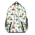 thumbnail image 3 of White Dinosaurs Volcanoes Cacti Pattern Cute School Backpack Bag with Padded Back and Adjustable Shoulder Straps 16.9 X 12.6 X 5.9 Inches, 3 of 5