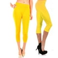 thumbnail image 6 of Womens Capri Length Seamless Lightweight Stretch Soft Leggings Tight Yellow, 6 of 6