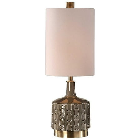 Maklaine Ceramic & Metal Table Lamp in White and Antique Brass