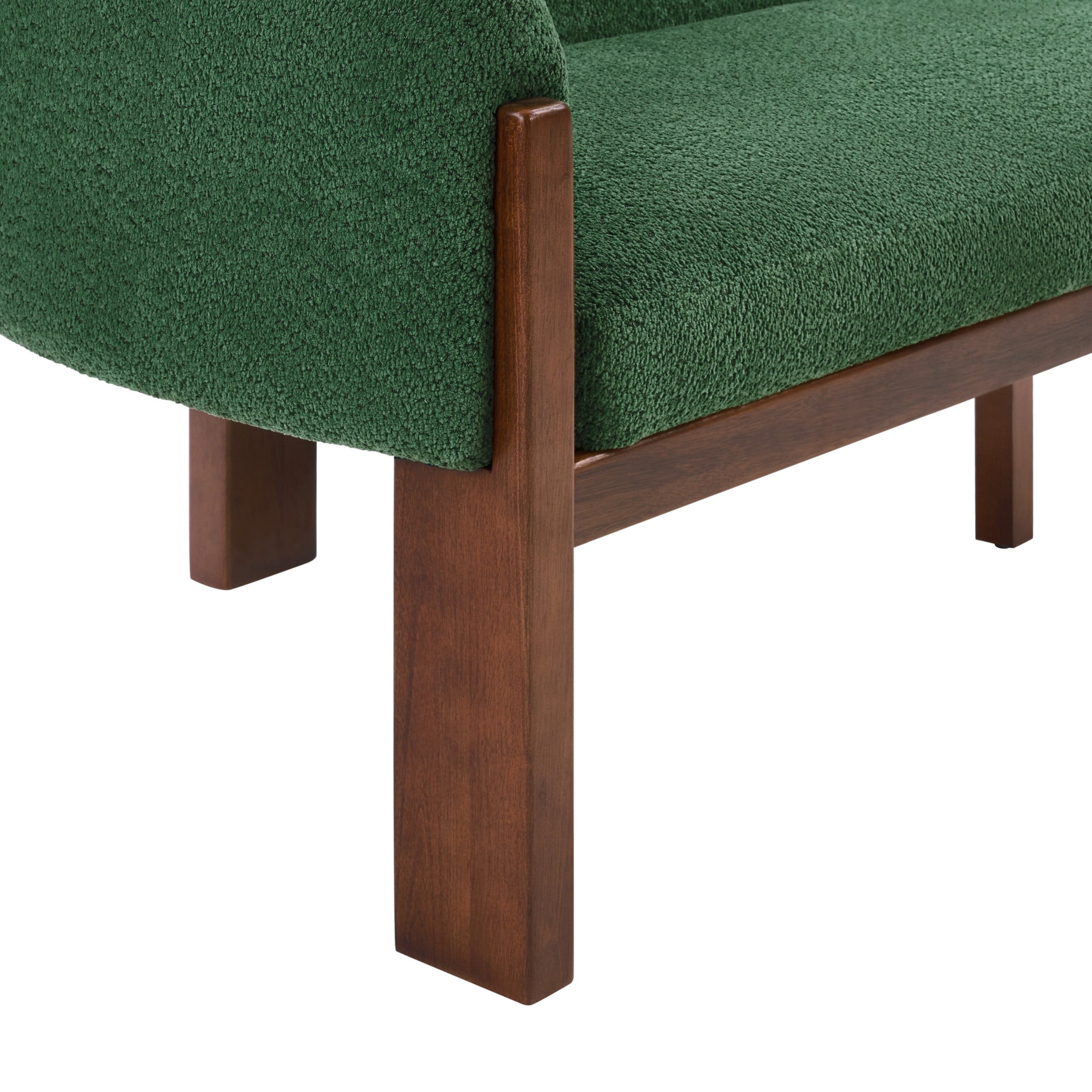 Christopher Knight Home 84.5" Modern Boucle Sofa with Throw Pillows, Seats 3, Wood Legs, Green