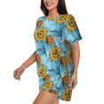 thumbnail image 2 of Balery Sunflowers Pattern Womens Pajama Sets 2 Piece Soft Short Sleeve Top and Shorts Sleepwear Round Neck Pjs Lounge Set with Pockets-4X-Large, 2 of 7