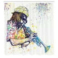thumbnail image 3 of Ambesonne Jazz Shower Curtain, Entertainment Vivid Art, 69"Wx70"L, Purple Yellow, 3 of 5