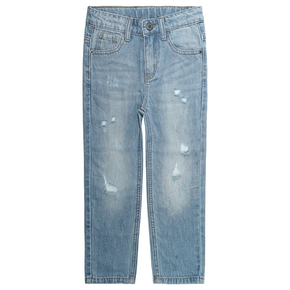 KIDSCOOL SPACE Boys Jeans,Little Boy Elastic Band Inside Ripped Soft Summer Slim Denim Pants,7-8 Years