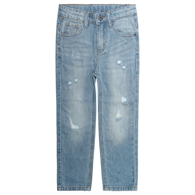 KIDSCOOL SPACE Boys Jeans,Little Boy Elastic Band Inside Ripped Soft Summer Slim Denim Pants,12-13 Years