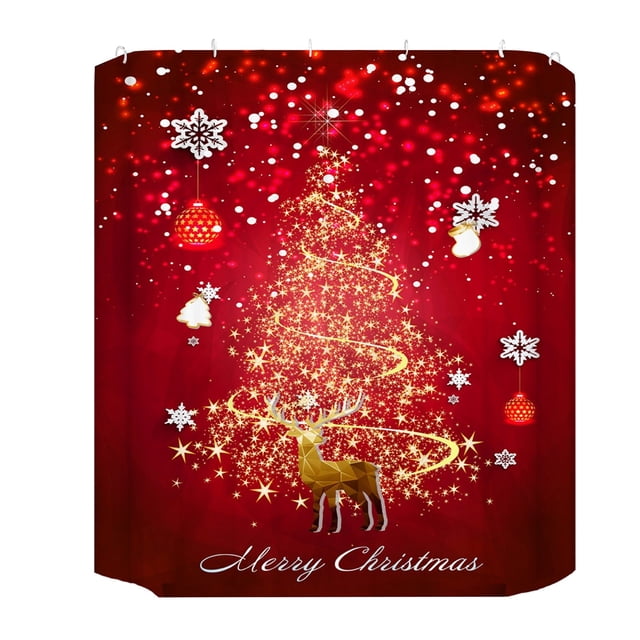 Yhmxh Rideau de Douche de Noël Imprimé Polyester Rideau de Douche Extérieur Décorations de Noël Fournitures de Fête de Noël Cadeaux de Noël pour Enfants Femmes Hommes