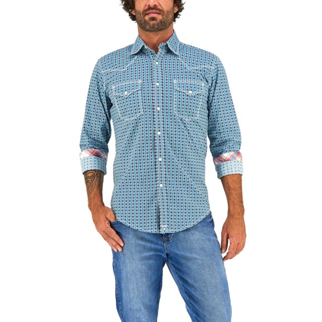Camisa Vaquera Wrangler Hombre Manga Larga 49M azul M