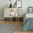 thumbnail image 4 of Round Metal End Table - Indoor/Outdoor Accent Table with Shelf - Gold & Grey, 4 of 9