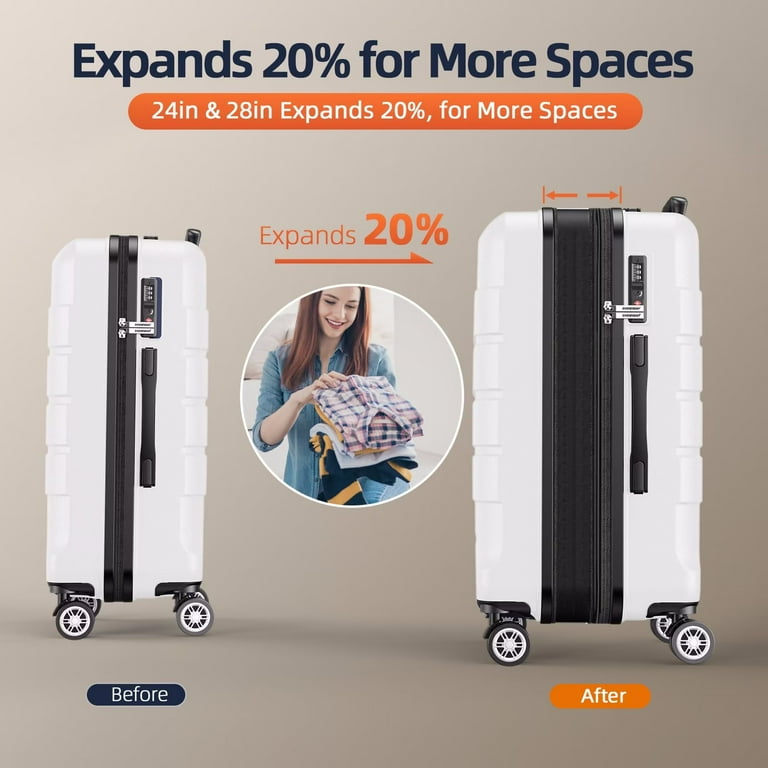 SHOWKOO Luggage Sets Expandable PC+ABS Durable Suitcase Sets