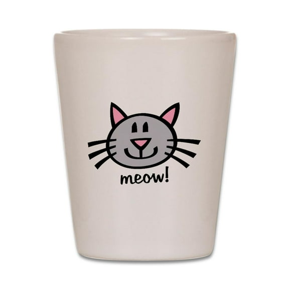 CafePress - Lil Grey Cat - White Shot Glass, Unique and Funny Shot Glass