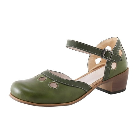 

SEMIMAY Spring And Summer 2023 New European And American Foreign Trade Style Large Color Matching Buckle Casual Single Shoe Sandals Green