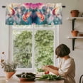 thumbnail image 5 of Pink Floral Window Valance Curtain Flower Birds Rod Pocket Short Curtain for Living Room, Bedroom & Kitchen Window Decor 60x18in, 5 of 8