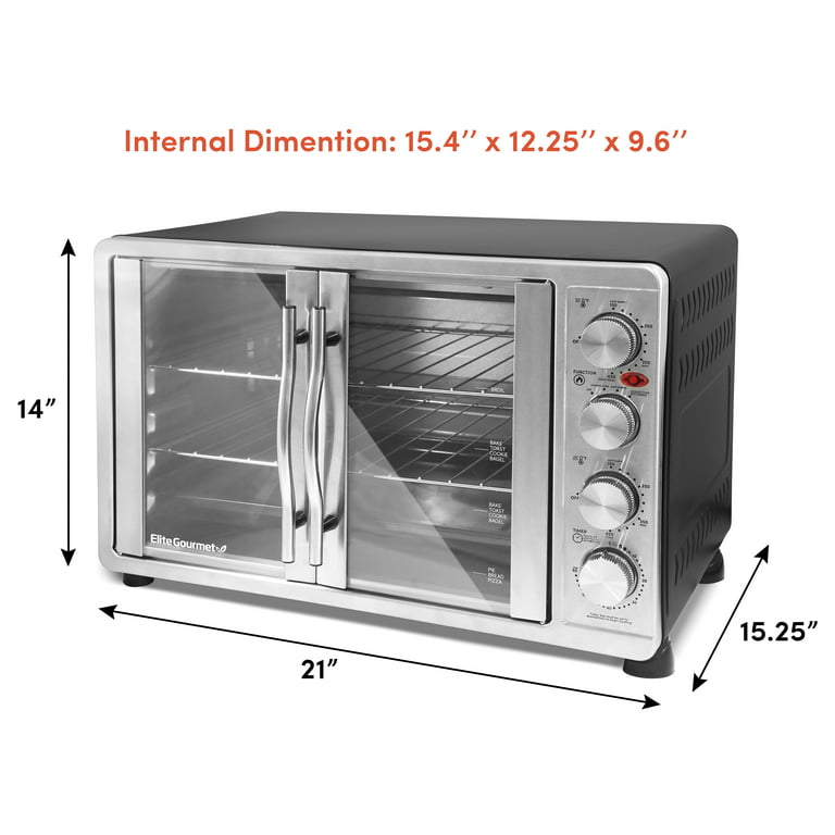 Elite Gourmet ETO-4510M New Double Door Oven with Rotisserie and Convection  