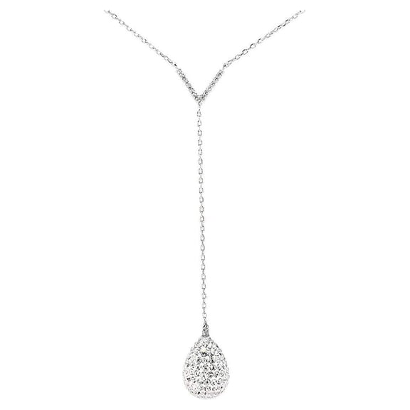 Cate & Chloe Ava 925 Sterling Silver Teardrop Y Necklace With Simulated Diamond Crystals for Women