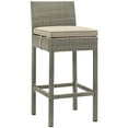 thumbnail image 3 of Modway Conduit Outdoor Wicker Rattan Bar Stool in Light Gray/Beige (Set of 2), 3 of 5