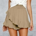 thumbnail image 2 of Bjutir Womens Athletic Shorts Skate Skirt Mini Wrap Skirt Beach Flowing Linen Cotton High Waist Shorts Summer Khaki M, 2 of 5