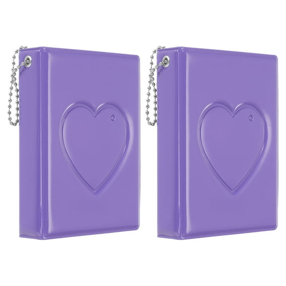 Uxcell 3 Inch Mini Photocard Binder Album with 32 Pockets 2 Pack, Purple