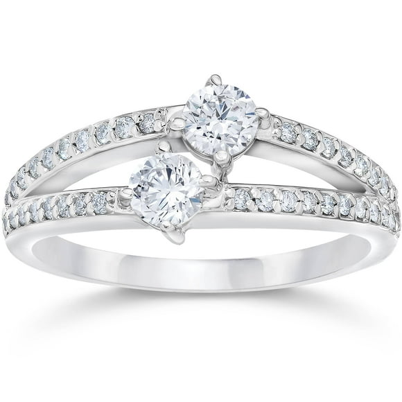 5/8 Carat 2 Stone Forever Us Diamond Ring 14K White Gold