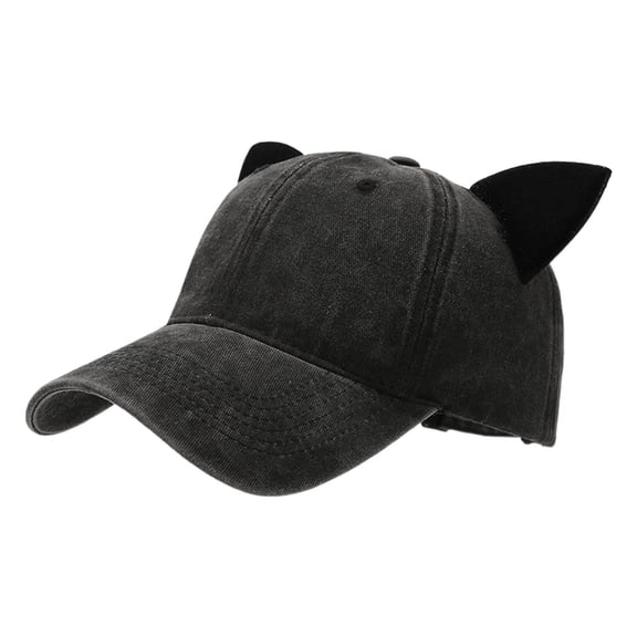 Yoetaun Women Kitten Ears Baseball Hat 3D Cats Ear Unisex Hat for Spring Breathable Hat for Adults Casual Sport Black