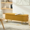 thumbnail image 2 of 55" Storage Bench Flip Top Upholstered Compartments End of Bed Bench Entryway Mustard, 2 of 7
