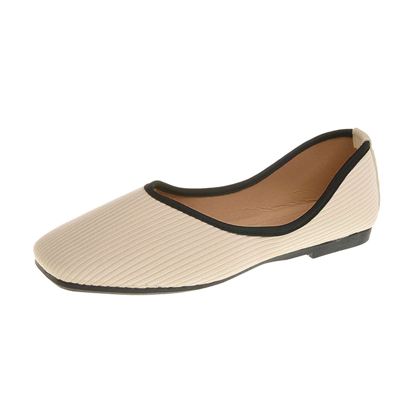 TAIAOJING Women Shoes Fabric Square Toe Pump Flat Comfortable Casual