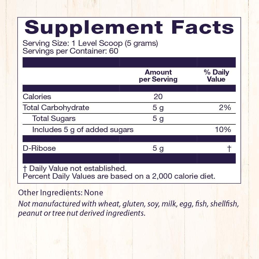 Healthy Origins Natural D-Ribose Powder, 60 Servings
