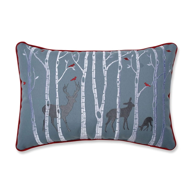 Pillow Perfect Almohada decorativa lumbar bordada de Navidad, 11.5 x 18.5 pulgadas, color azul