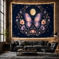 thumbnail image 6 of Butterfly Beneath a Full Moon and Floral Wreath, Dreamy Boho for Celestial Art Lovers, Botanical Wall Art, Housewarming Gift, Tapestry Wall Hanging for Bedroom and Living Room, 6 of 7