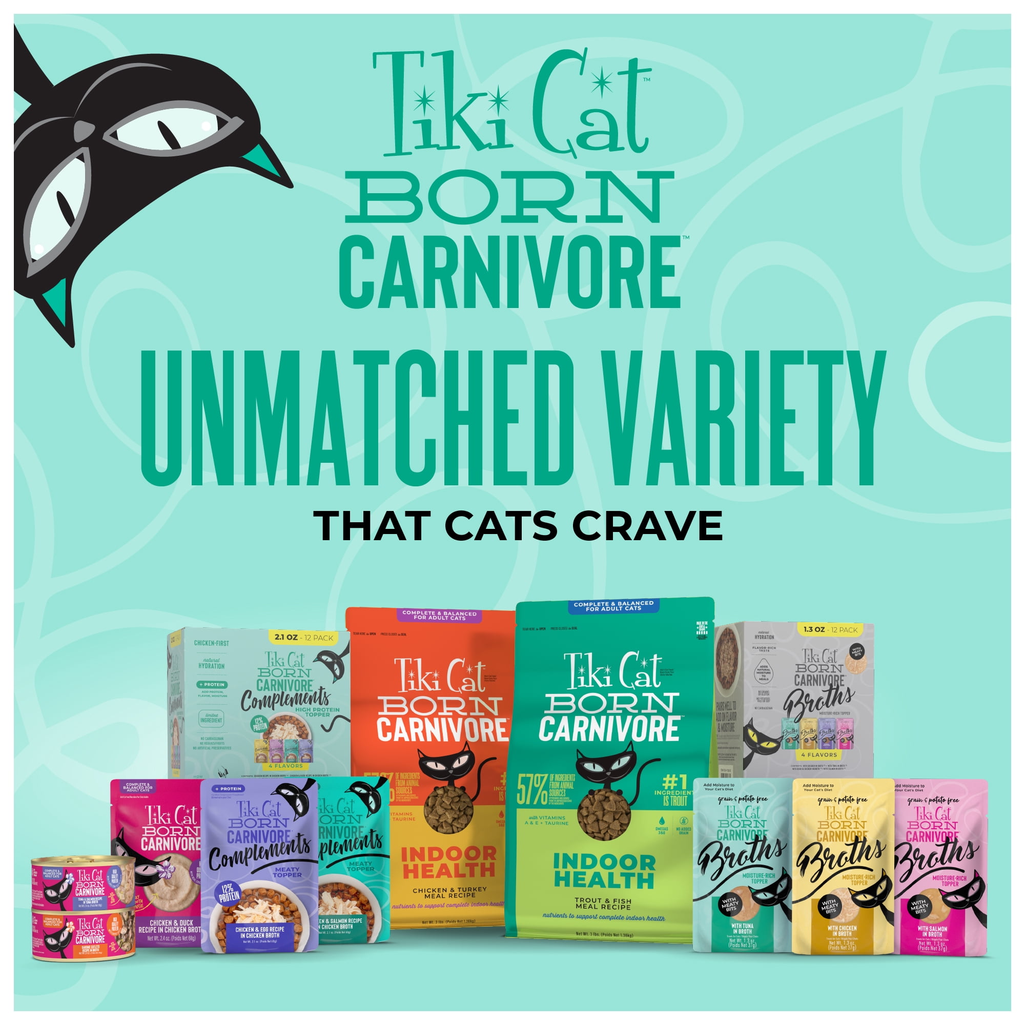 (4 pack) Tiki Cat Born Carnivore Broths Wet Cat Food Topper, Tuna, 1.3 oz. Pouch