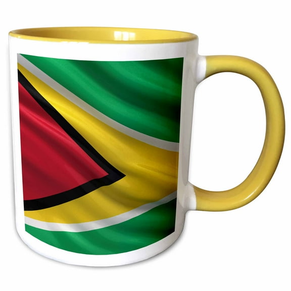 3drose, Flag of Guyana Waving in the Wind, 15oz Two-tone Yellow Mug