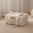 thumbnail image 4 of HUISZJ Floral Diaper Caddy Organizer, Stylish Nursery Storage Basket with Handle, Reusable Storage Bag for Newborn Work Travel Outdoor (Beige), 4 of 7