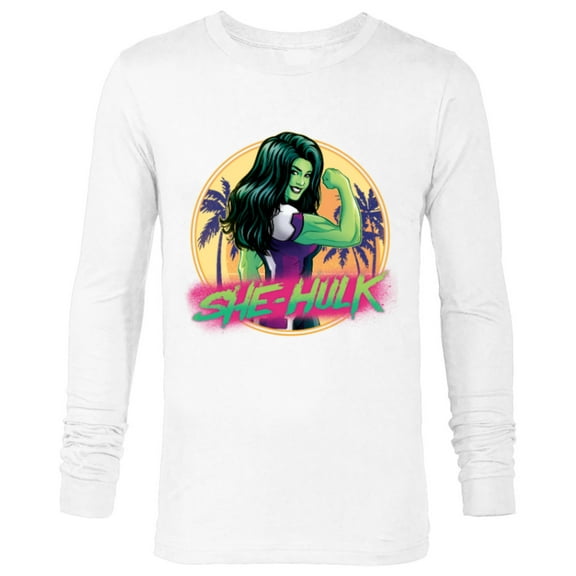 Marvel She-Hulk Jennifer Walters Palm Tree Flex - Long Sleeve T-Shirt for Men - Customized-White