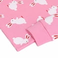 thumbnail image 6 of NIPAXO Girls Pajamas Set Long Sleeve Cute Rabbit Bunny Print Casual Sleepwear with Pink Trim for Toddler Little Girls, 6 of 8