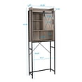 thumbnail image 3 of Hassch Vintage Bathroom Space Saver, Freestanding Over-The-Toilet Storage Cabinet with Sliding Barn Door, Open Shelf, Metal Frame, Retro Gray, 3 of 9