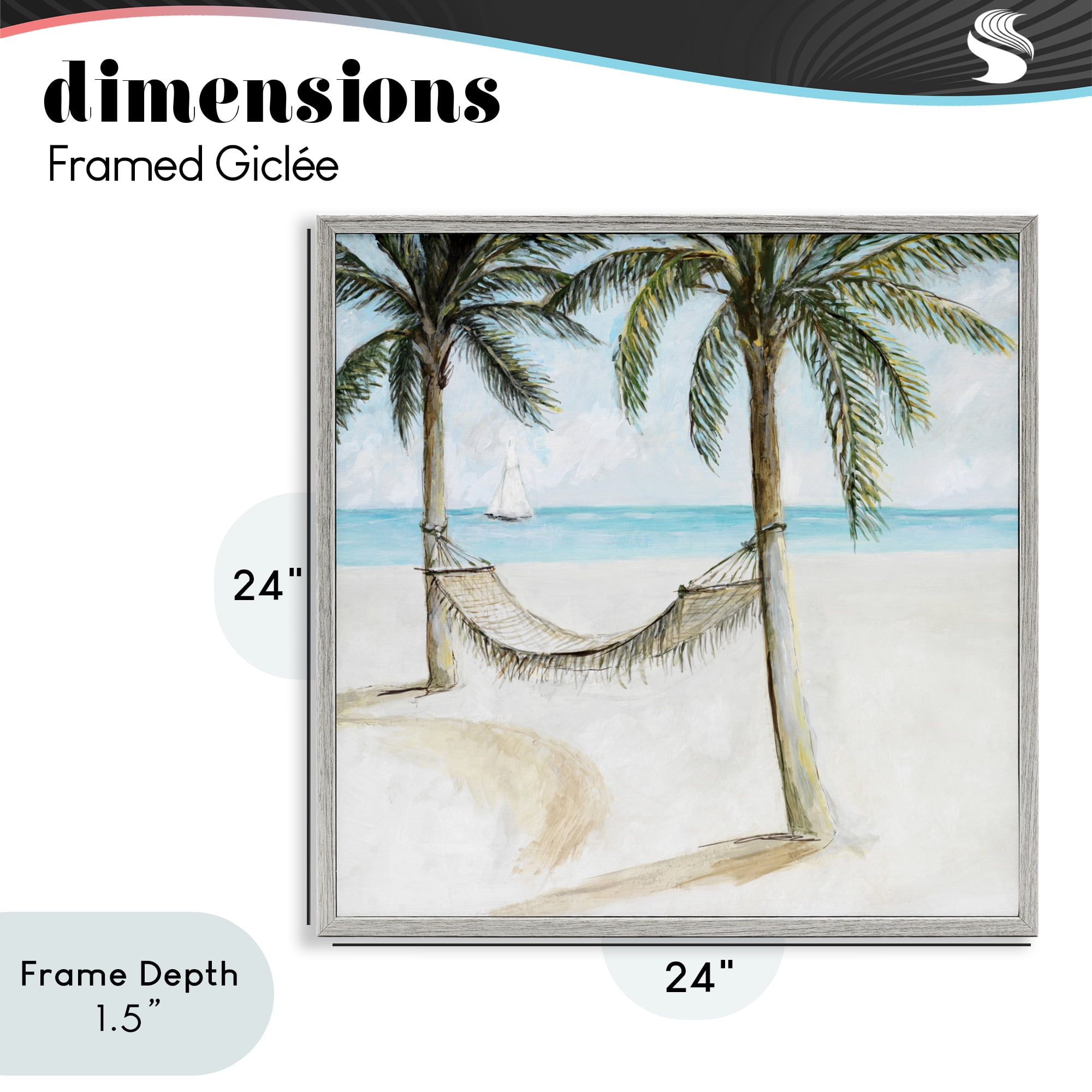 Stupell Industries Beach Hammock Coastal Scene Gray Framed Giclee Art, design by Lorenzo Collective