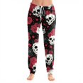 thumbnail image 2 of Hearthz Halloween Funny Graphic Pajama Pants for Women Elastic Drawstring Jogger Lounge Pants Casual Soft Halloween Cuffed Ankle Womens Trouser Pants, 2 of 5