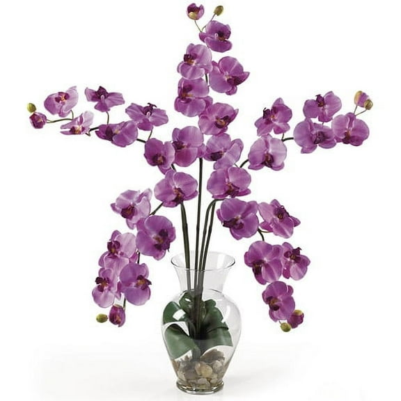 Nearly Natural Phalaenopsis Liquid Illusion Silk Flower Arrangement, Mauve