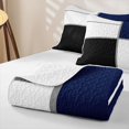 thumbnail image 4 of Erosebridal Geometric Grids Quilt Full,Navy Solid Blocks Full Bedspread Sets For Boys,3pcs, 4 of 7