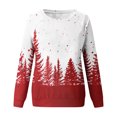thumbnail image 7 of Women's Christmas Printed Round Neck Sweatshirt, Long Sleeve Casual Pullover Top, Raglan Sleeve Holiday Graphic Fall Winter Clothes,Red,5XL, 7 of 7
